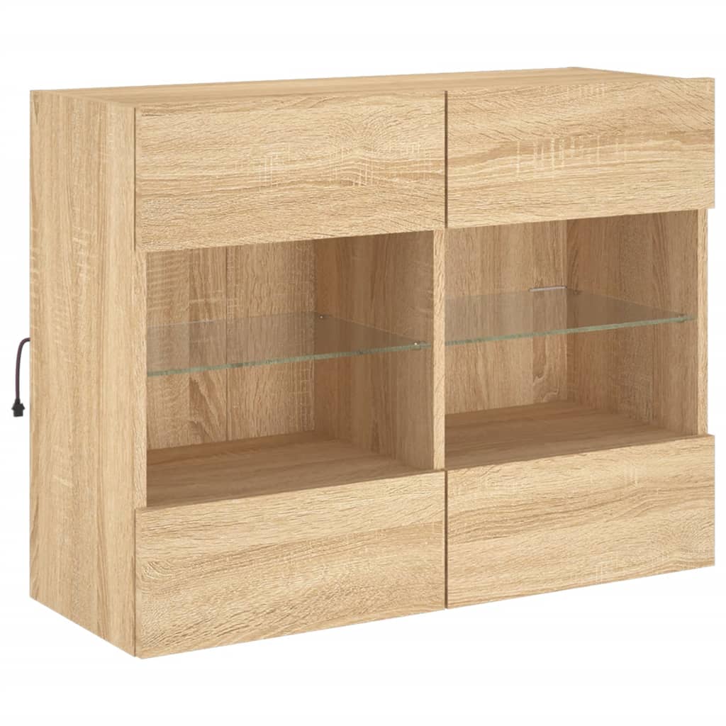 TV-Wandschrank mit LED-Leuchten Sonoma-Eiche 78,5x30x60,5 cm - Pazzar.ch