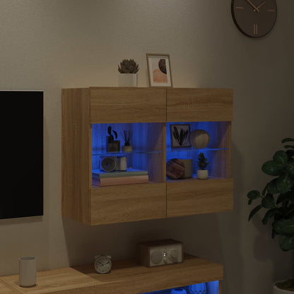 TV-Wandschrank mit LED-Leuchten Sonoma-Eiche 78,5x30x60,5 cm - Pazzar.ch