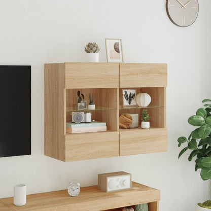 TV-Wandschrank mit LED-Leuchten Sonoma-Eiche 78,5x30x60,5 cm - Pazzar.ch