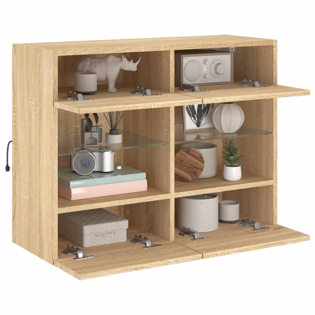 TV-Wandschrank mit LED-Leuchten Sonoma-Eiche 78,5x30x60,5 cm - Pazzar.ch