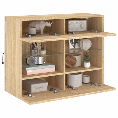 TV-Wandschrank mit LED-Leuchten Sonoma-Eiche 78,5x30x60,5 cm - Pazzar.ch