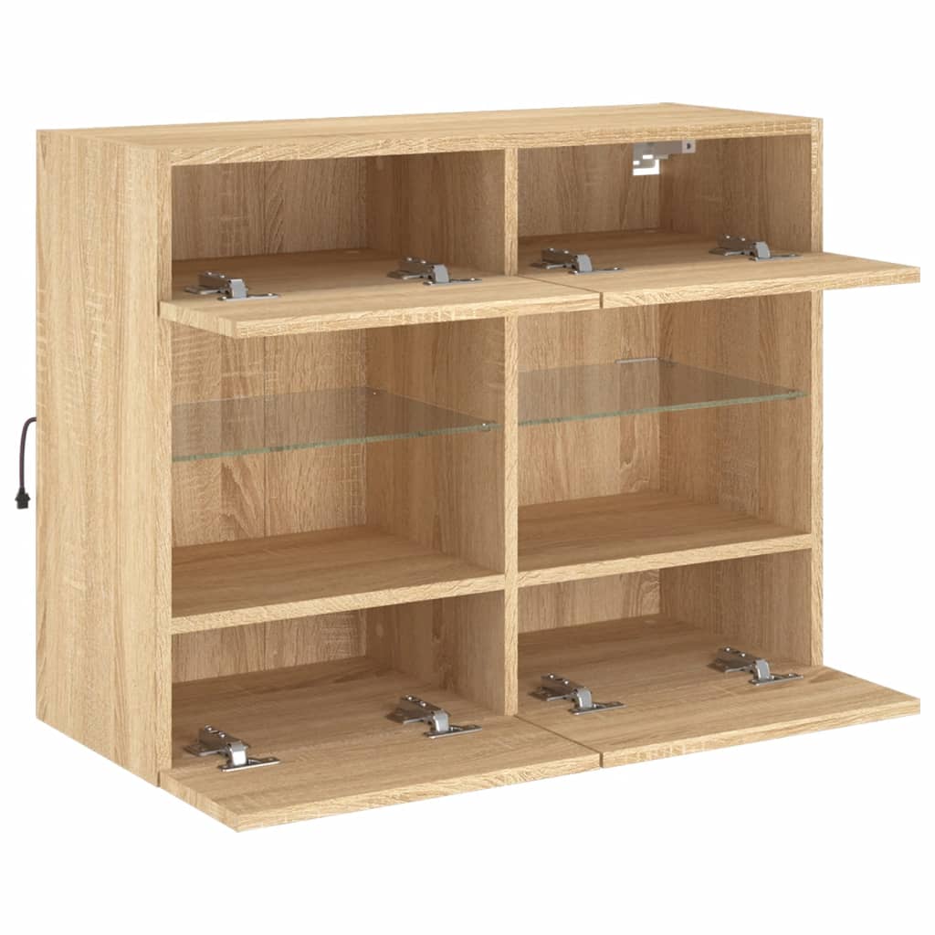 TV-Wandschrank mit LED-Leuchten Sonoma-Eiche 78,5x30x60,5 cm - Pazzar.ch