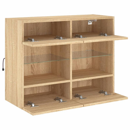 TV-Wandschrank mit LED-Leuchten Sonoma-Eiche 78,5x30x60,5 cm - Pazzar.ch
