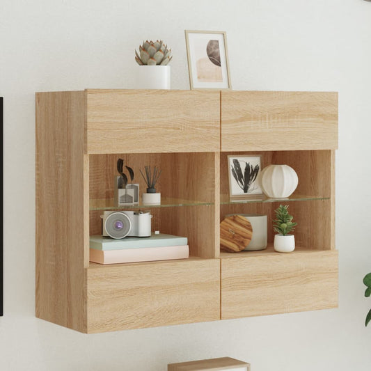TV-Wandschrank mit LED-Leuchten Sonoma-Eiche 78,5x30x60,5 cm - Pazzar.ch