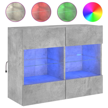 TV-Wandschrank mit LED-Leuchten Betongrau 78,5x30x60,5 cm - Pazzar.ch