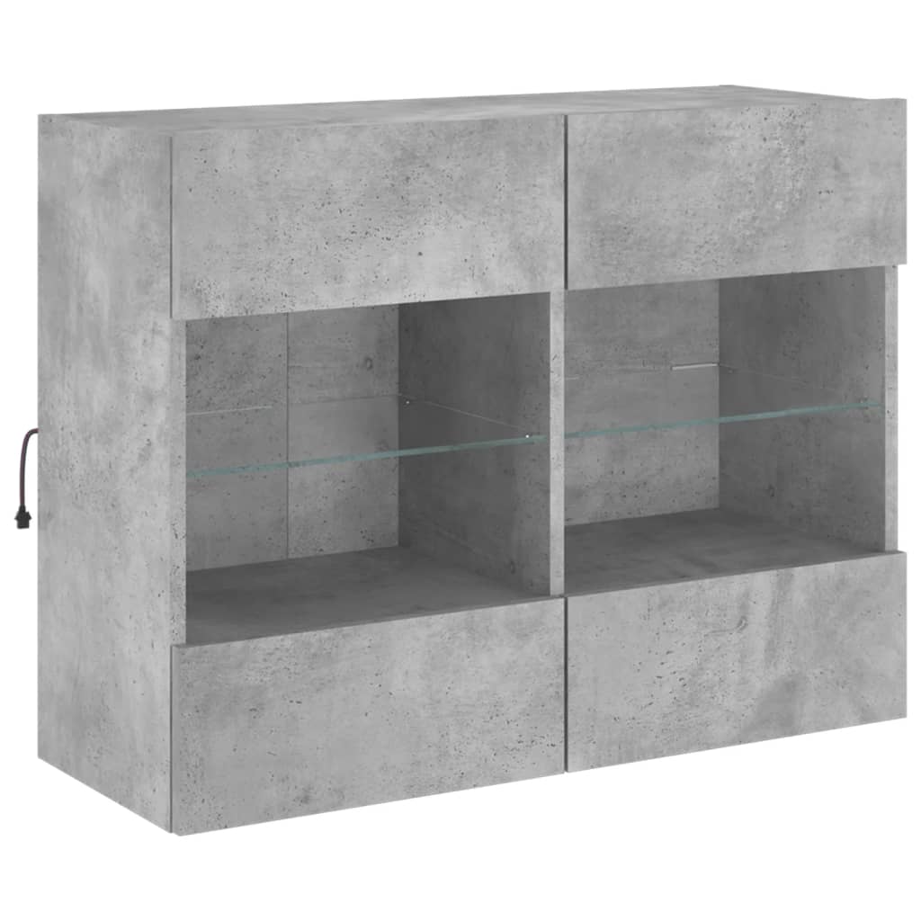 TV-Wandschrank mit LED-Leuchten Betongrau 78,5x30x60,5 cm - Pazzar.ch
