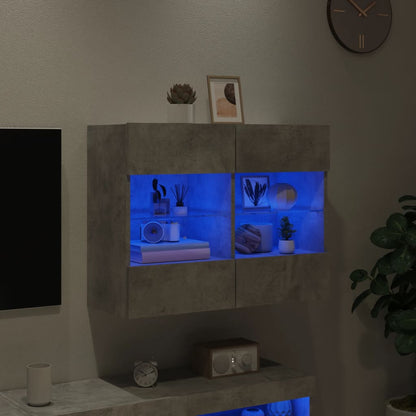 TV-Wandschrank mit LED-Leuchten Betongrau 78,5x30x60,5 cm - Pazzar.ch
