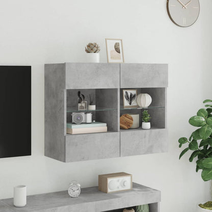 TV-Wandschrank mit LED-Leuchten Betongrau 78,5x30x60,5 cm - Pazzar.ch