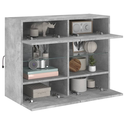 TV-Wandschrank mit LED-Leuchten Betongrau 78,5x30x60,5 cm - Pazzar.ch