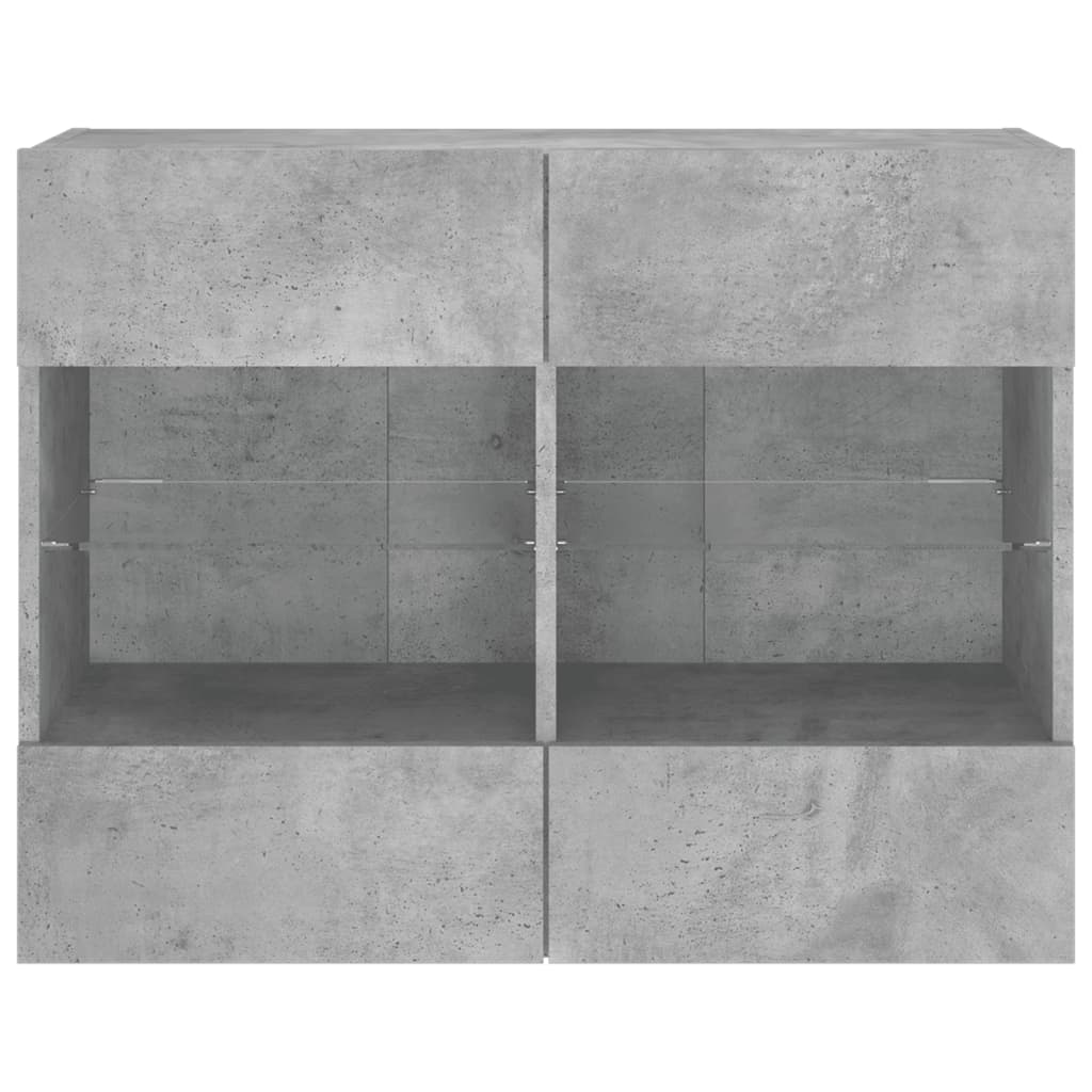 TV-Wandschrank mit LED-Leuchten Betongrau 78,5x30x60,5 cm - Pazzar.ch