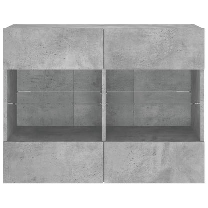 TV-Wandschrank mit LED-Leuchten Betongrau 78,5x30x60,5 cm - Pazzar.ch