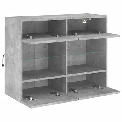 TV-Wandschrank mit LED-Leuchten Betongrau 78,5x30x60,5 cm - Pazzar.ch
