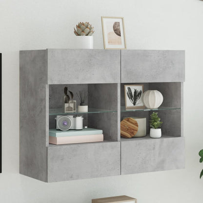 TV-Wandschrank mit LED-Leuchten Betongrau 78,5x30x60,5 cm - Pazzar.ch