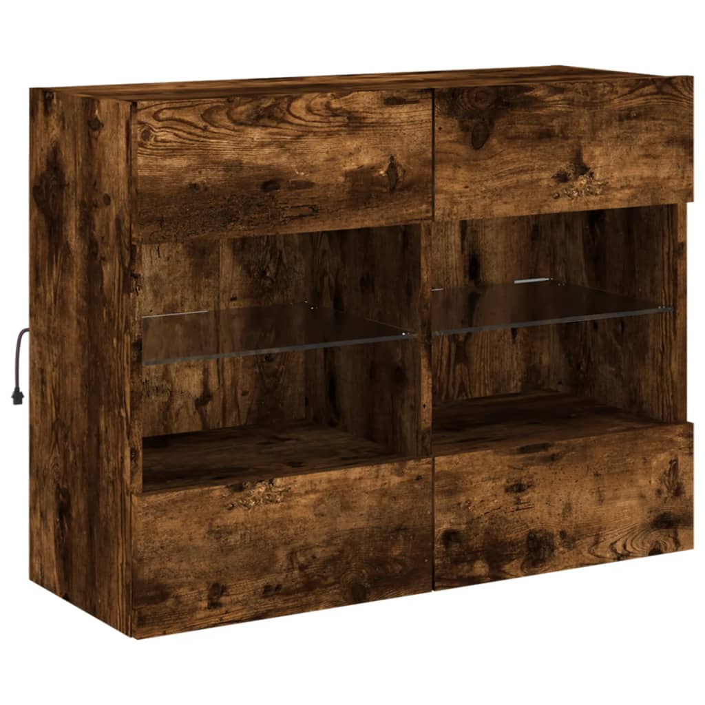TV-Wandschrank mit LED-Leuchten Räuchereiche 78,5x30x60,5 cm - Pazzar.ch