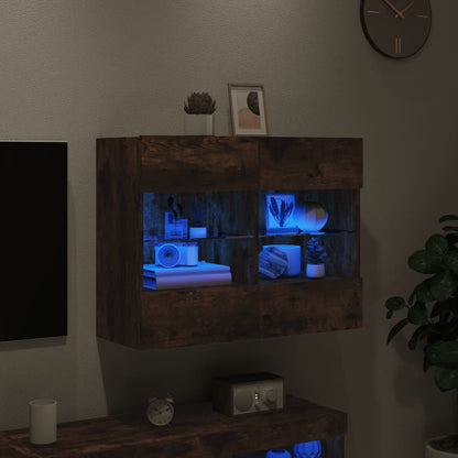 TV-Wandschrank mit LED-Leuchten Räuchereiche 78,5x30x60,5 cm - Pazzar.ch