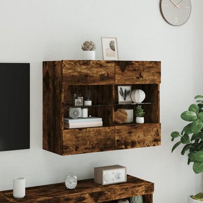 TV-Wandschrank mit LED-Leuchten Räuchereiche 78,5x30x60,5 cm - Pazzar.ch