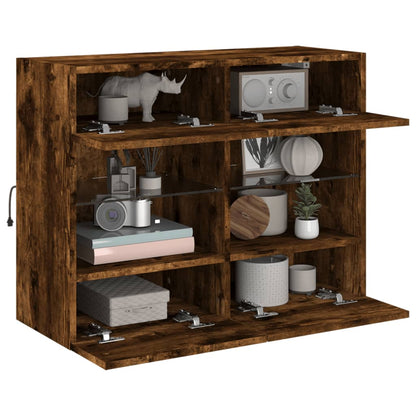 TV-Wandschrank mit LED-Leuchten Räuchereiche 78,5x30x60,5 cm - Pazzar.ch
