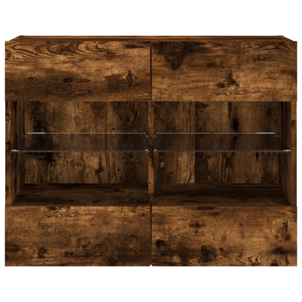 TV-Wandschrank mit LED-Leuchten Räuchereiche 78,5x30x60,5 cm - Pazzar.ch