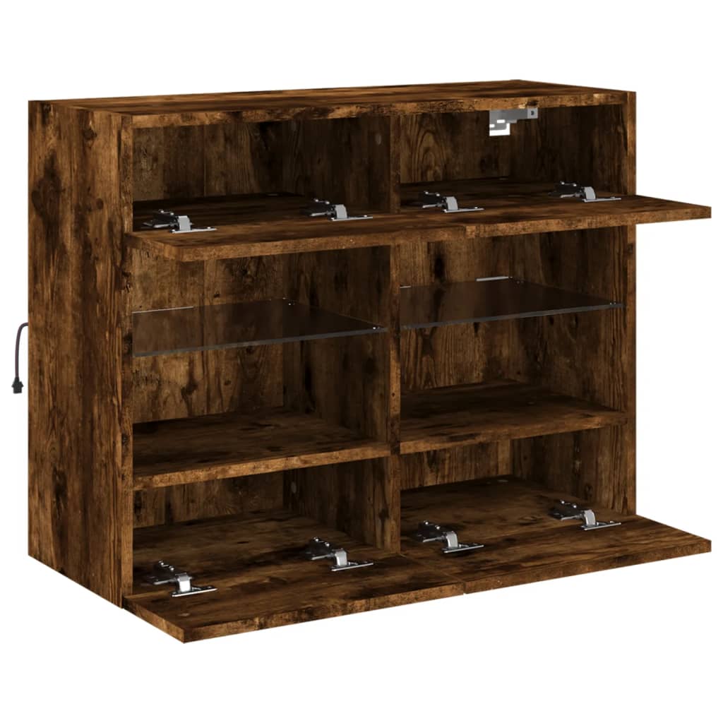 TV-Wandschrank mit LED-Leuchten Räuchereiche 78,5x30x60,5 cm - Pazzar.ch