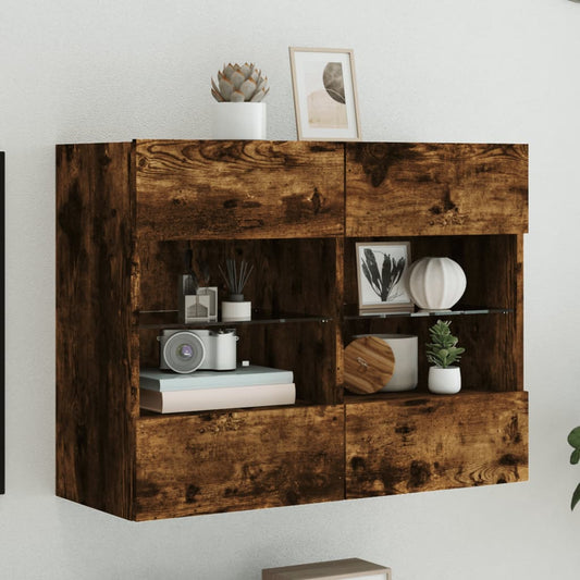 TV-Wandschrank mit LED-Leuchten Räuchereiche 78,5x30x60,5 cm - Pazzar.ch