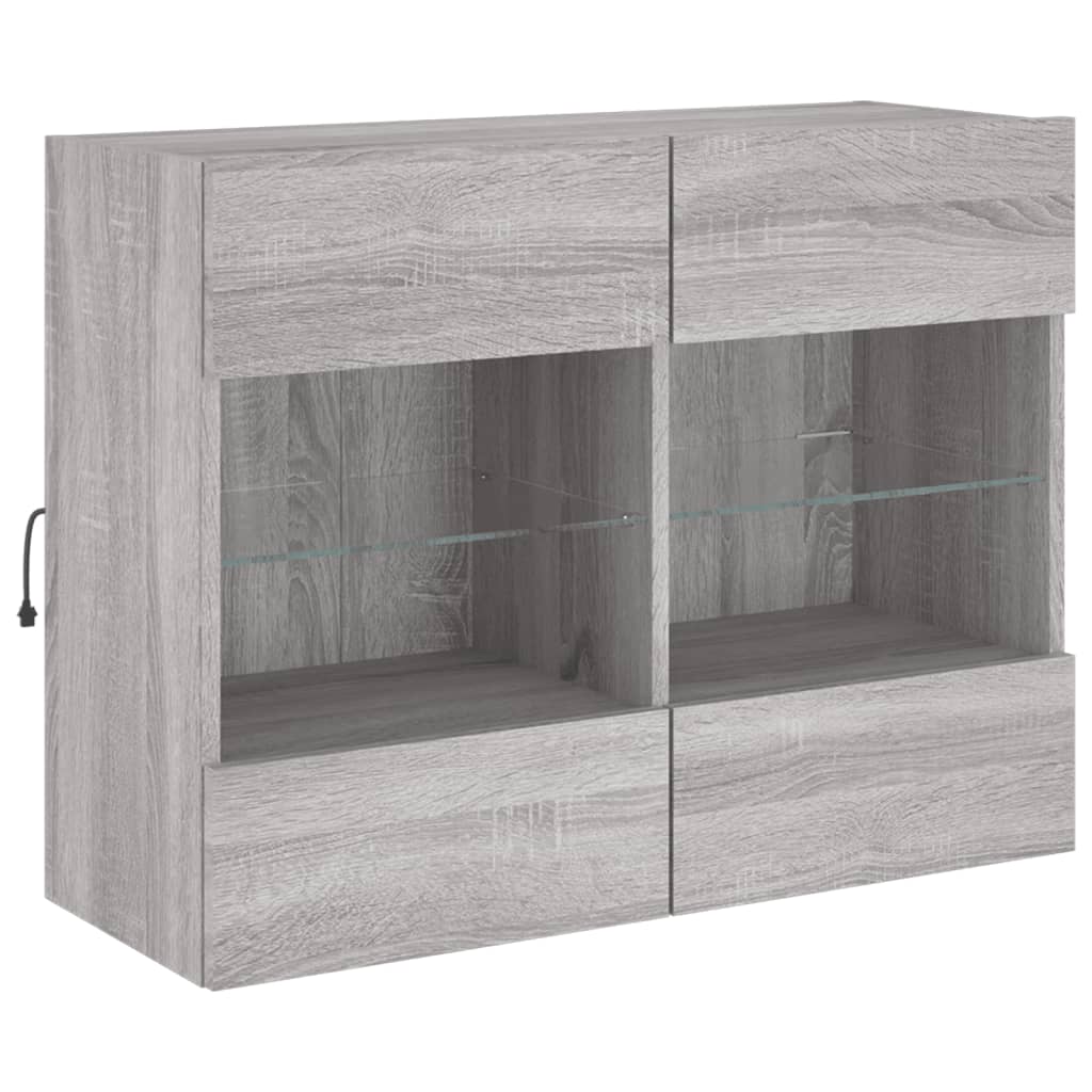 TV-Wandschrank mit LED-Leuchten Grau Sonoma 78,5x30x60,5 cm - Pazzar.ch