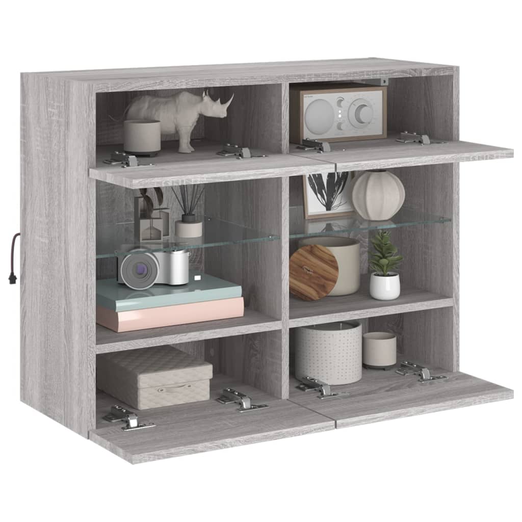 TV-Wandschrank mit LED-Leuchten Grau Sonoma 78,5x30x60,5 cm - Pazzar.ch