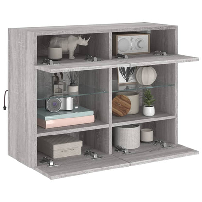 TV-Wandschrank mit LED-Leuchten Grau Sonoma 78,5x30x60,5 cm - Pazzar.ch