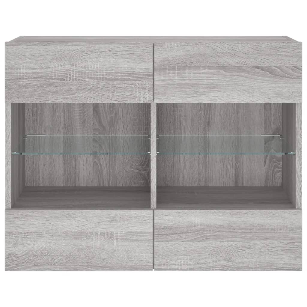TV-Wandschrank mit LED-Leuchten Grau Sonoma 78,5x30x60,5 cm - Pazzar.ch