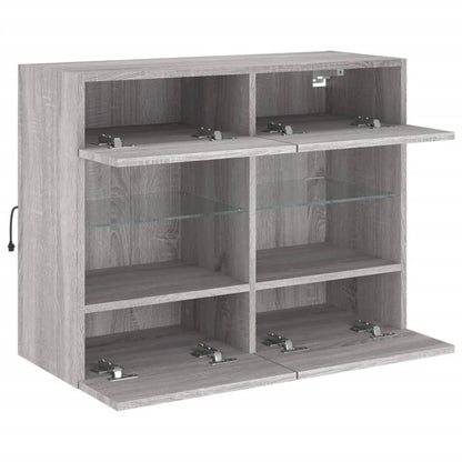 TV-Wandschrank mit LED-Leuchten Grau Sonoma 78,5x30x60,5 cm - Pazzar.ch