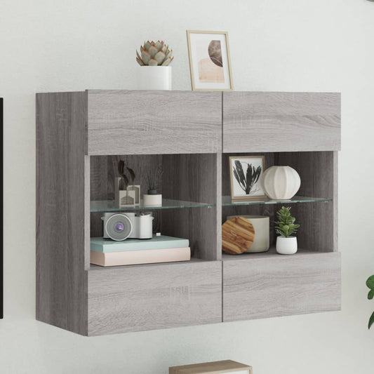 TV-Wandschrank mit LED-Leuchten Grau Sonoma 78,5x30x60,5 cm - Pazzar.ch