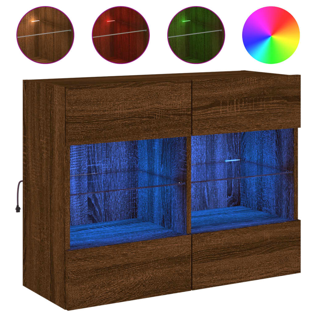TV-Wandschrank mit LED-Leuchten Braun Eichen-Optik - Pazzar.ch