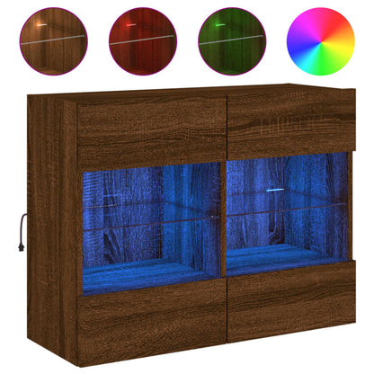 TV-Wandschrank mit LED-Leuchten Braun Eichen-Optik - Pazzar.ch