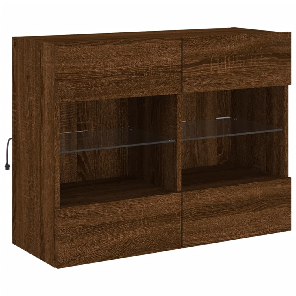 TV-Wandschrank mit LED-Leuchten Braun Eichen-Optik - Pazzar.ch