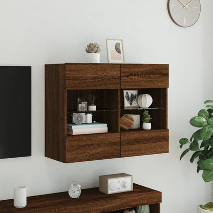 TV-Wandschrank mit LED-Leuchten Braun Eichen-Optik - Pazzar.ch