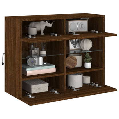 TV-Wandschrank mit LED-Leuchten Braun Eichen-Optik - Pazzar.ch
