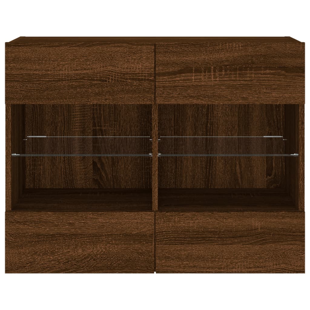 TV-Wandschrank mit LED-Leuchten Braun Eichen-Optik - Pazzar.ch