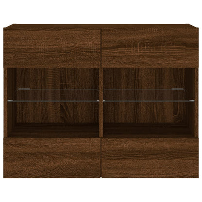 TV-Wandschrank mit LED-Leuchten Braun Eichen-Optik - Pazzar.ch
