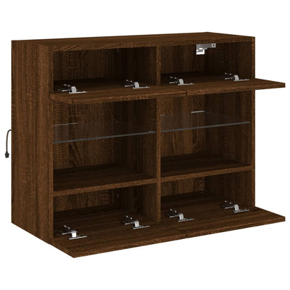TV-Wandschrank mit LED-Leuchten Braun Eichen-Optik - Pazzar.ch