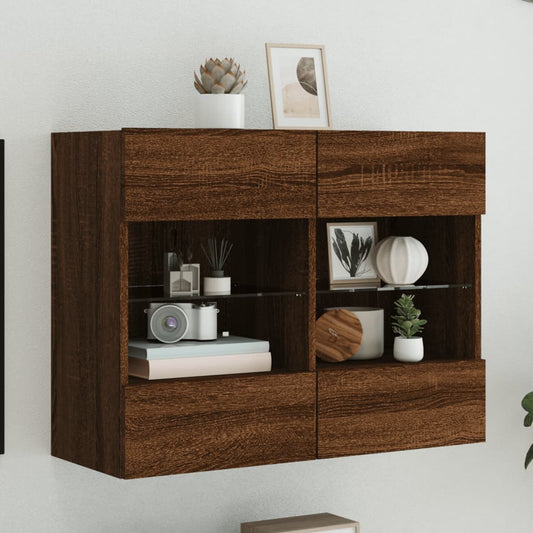TV-Wandschrank mit LED-Leuchten Braun Eichen-Optik - Pazzar.ch