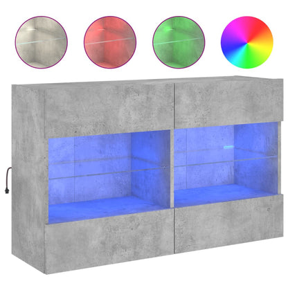 TV-Wandschrank mit LED-Leuchten Betongrau 98,5x30x60,5 cm - Pazzar.ch