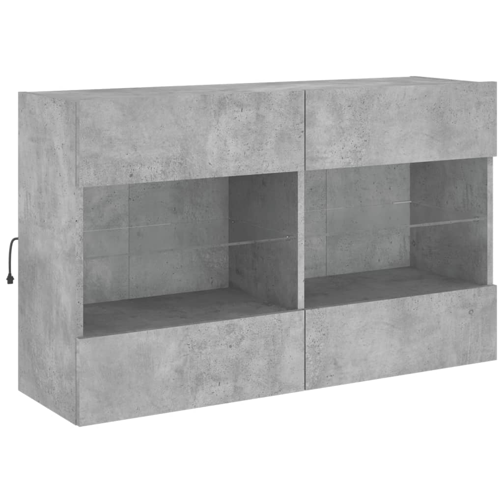 TV-Wandschrank mit LED-Leuchten Betongrau 98,5x30x60,5 cm - Pazzar.ch