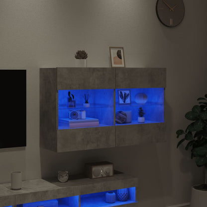 TV-Wandschrank mit LED-Leuchten Betongrau 98,5x30x60,5 cm - Pazzar.ch
