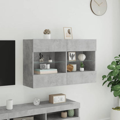 TV-Wandschrank mit LED-Leuchten Betongrau 98,5x30x60,5 cm - Pazzar.ch