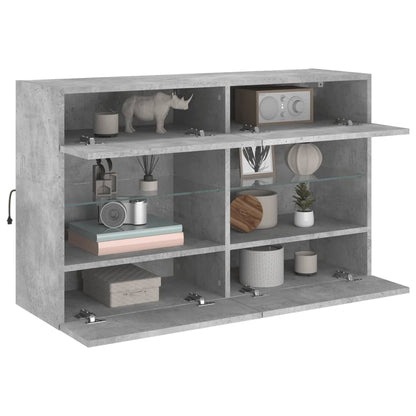 TV-Wandschrank mit LED-Leuchten Betongrau 98,5x30x60,5 cm - Pazzar.ch