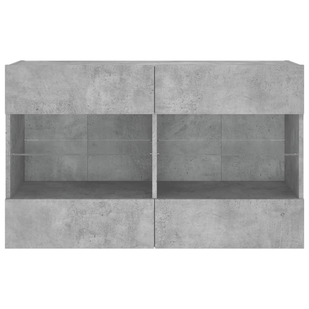 TV-Wandschrank mit LED-Leuchten Betongrau 98,5x30x60,5 cm - Pazzar.ch