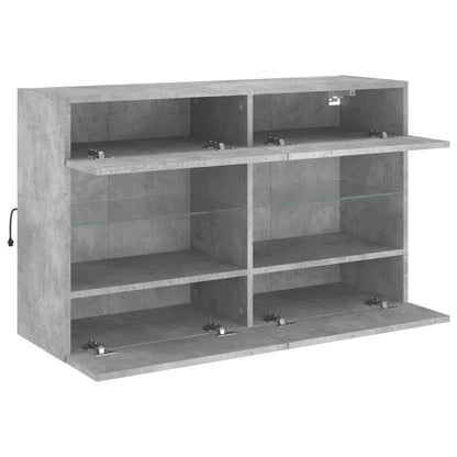 TV-Wandschrank mit LED-Leuchten Betongrau 98,5x30x60,5 cm - Pazzar.ch