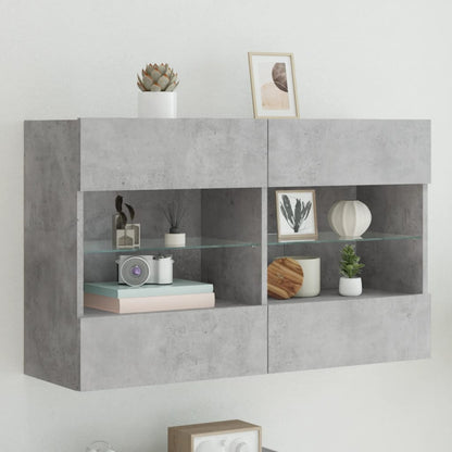TV-Wandschrank mit LED-Leuchten Betongrau 98,5x30x60,5 cm - Pazzar.ch