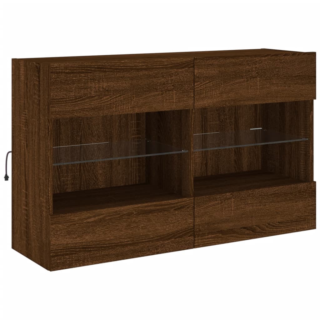 TV-Wandschrank mit LED-Leuchten Braun Eichen-Optik - Pazzar.ch