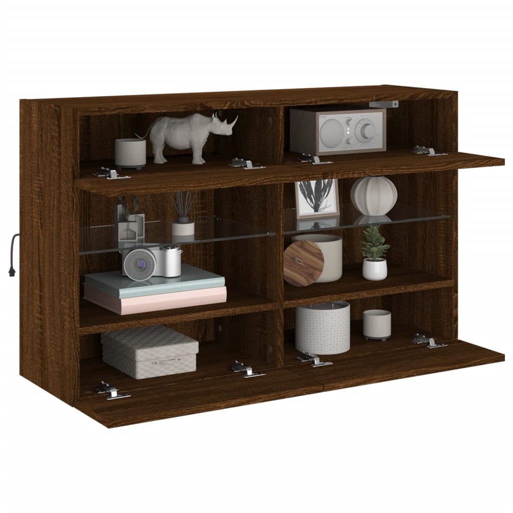 TV-Wandschrank mit LED-Leuchten Braun Eichen-Optik - Pazzar.ch
