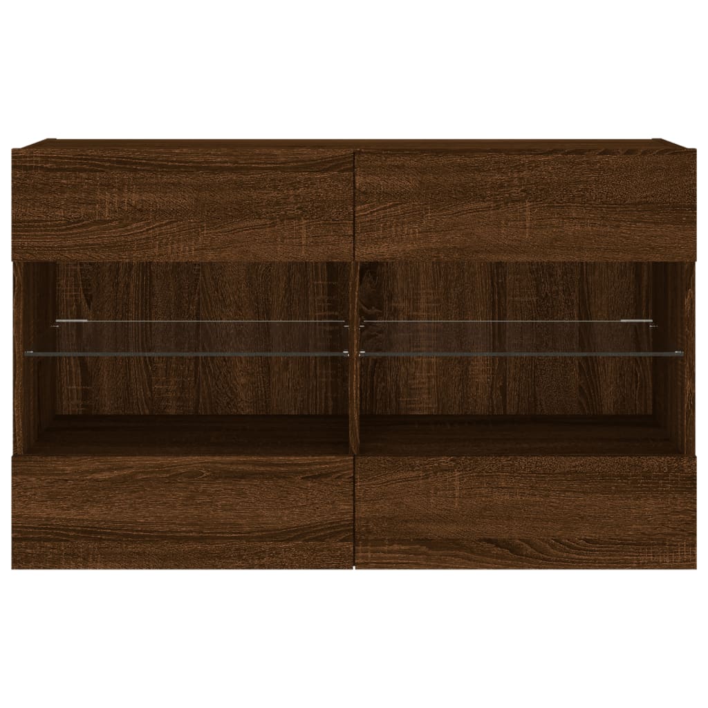 TV-Wandschrank mit LED-Leuchten Braun Eichen-Optik - Pazzar.ch